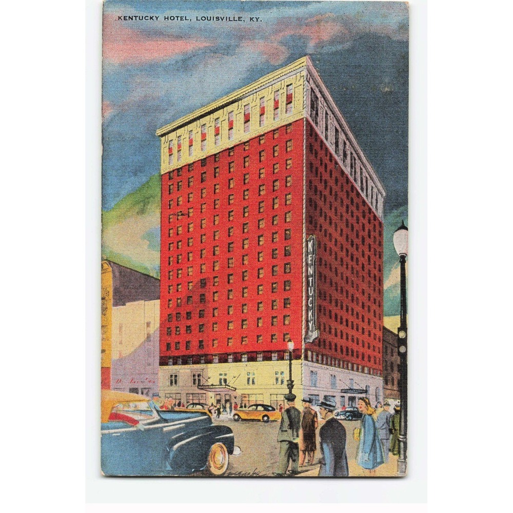 Vintage 1948 Kentucky Hotel Louisville KY Linen Postcard Postmarked Stamp